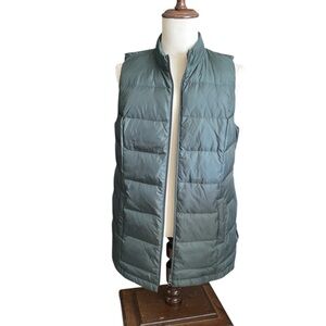 J. Jill Military Green Puffer Zipper Down Vest Large Pockets Soft